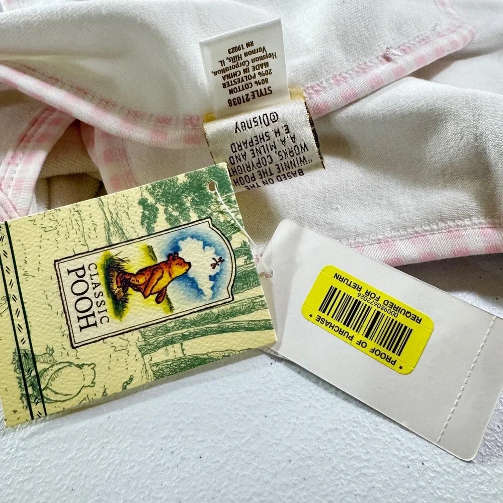 VTG Disney Classic Winnie the Pooh‎ Terry Hooded BabyTowel Washcloth Set Gingham